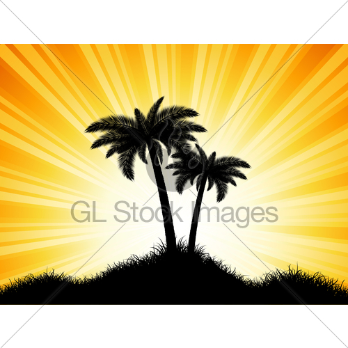 500x500 Palm Tree Silhouettes On Sunny Background Gl Stock Images