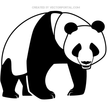 340x340 Panda Bear Silhouette Vector Art 123freevectors