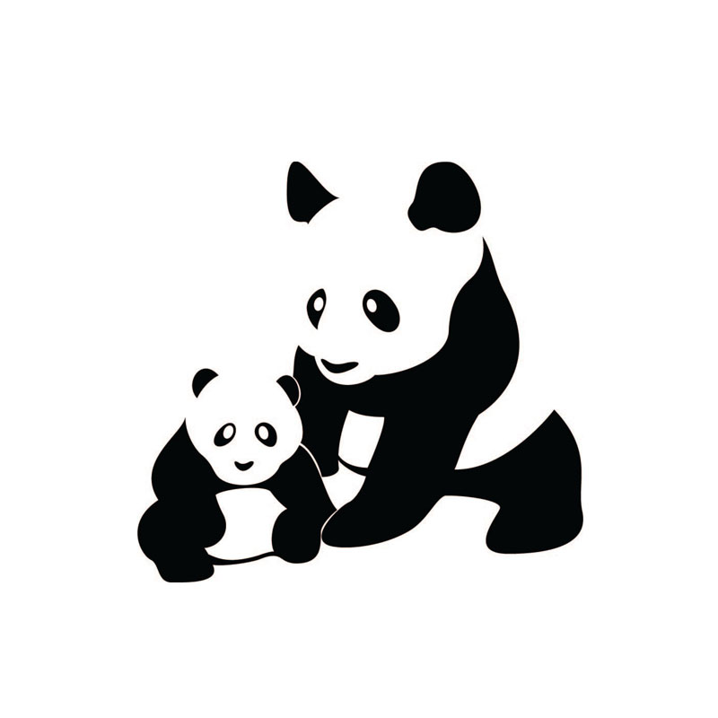 800x800 Panda Mon And Baby Silhouette Wall Stickers Animal Home Decor
