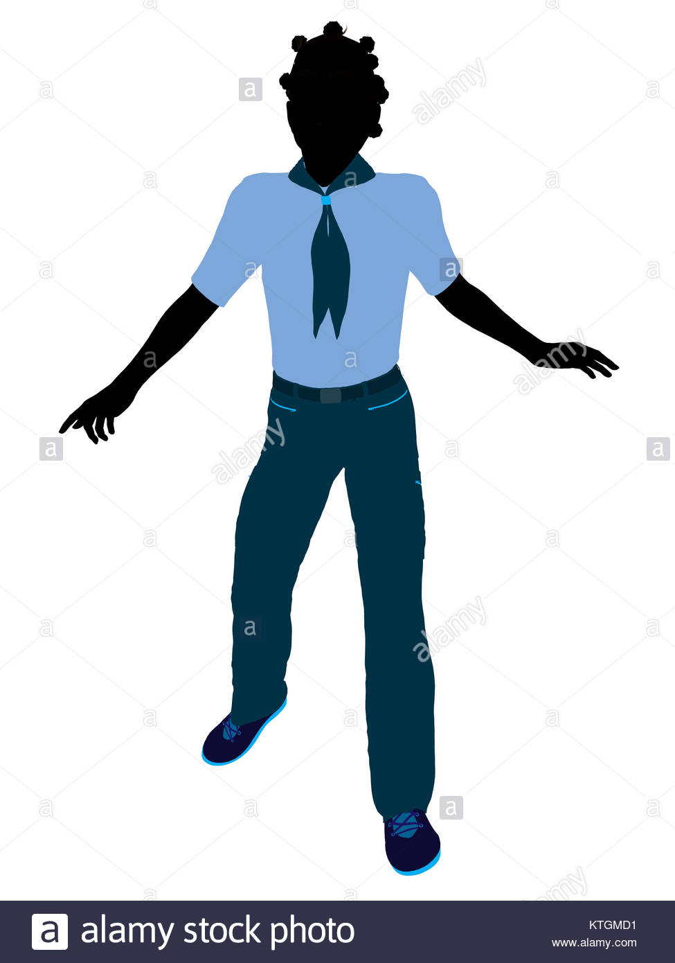 975x1390 African American Girl Scout Silhouette Dressed In Pants On A White
