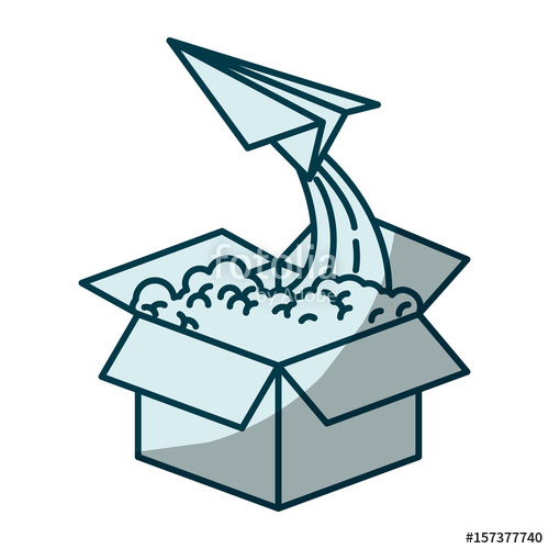 500x500 Blue Shading Silhouette Of Cardboard Box And Paper Plane Flying