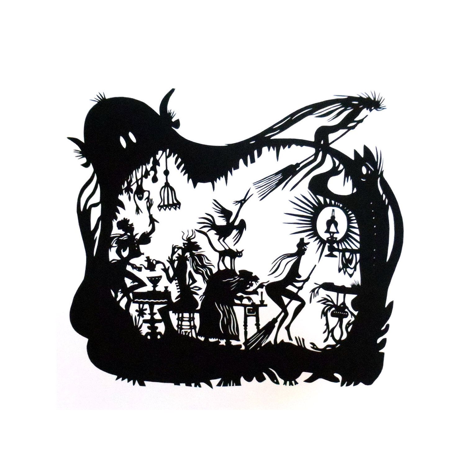 1498x1500 Papercut Silhouette Applewitch, German Black And White Art