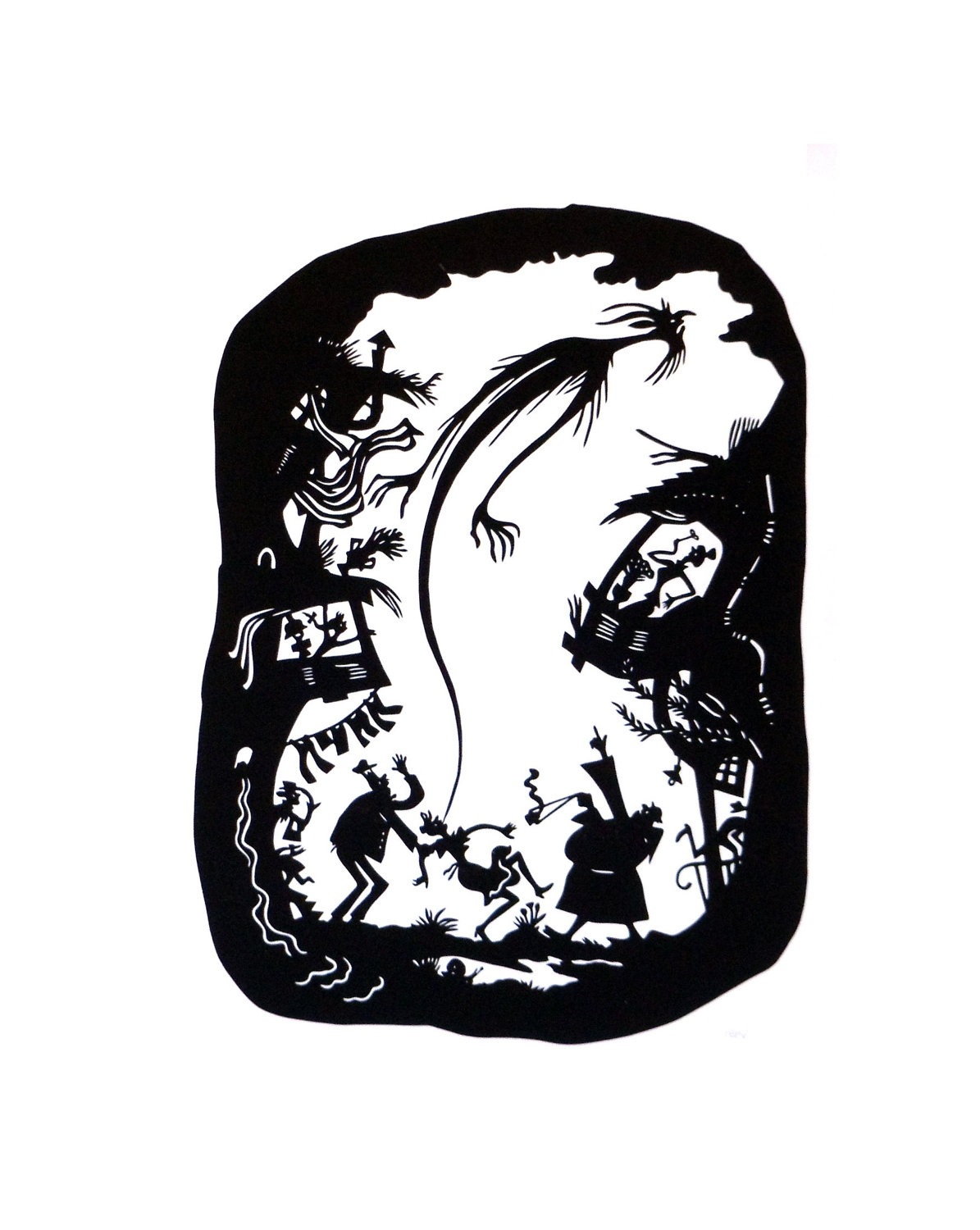 1195x1500 Papercut Silhouette Ghost, German Black And White Art Cutout