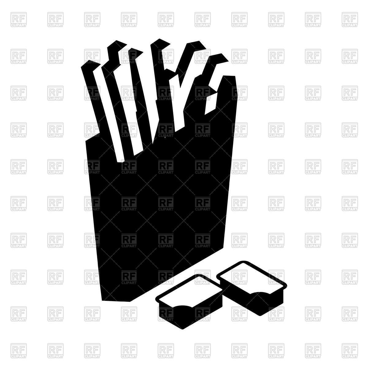1200x1200 French Fries In Paper Box Silhouette Royalty Free Vector Clip Art