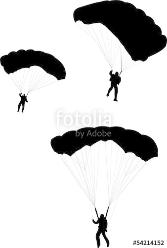 338x500 Silhouette Of Sky Diver With Open Parachute