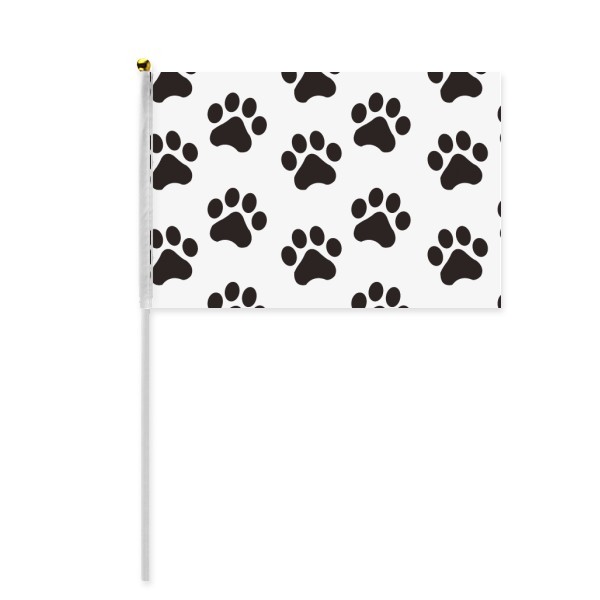 600x600 Cat Animal Cute Paw Print Silhouette Footprint Hand Waving Flag