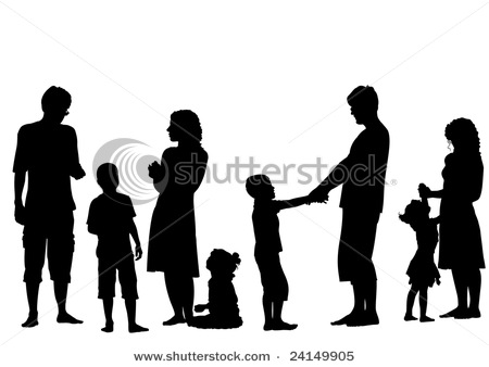 450x338 With Children Silhouette Vectors