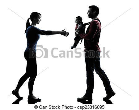 450x357 Parents With Baby Silhouette. Parents With Baby In Stock