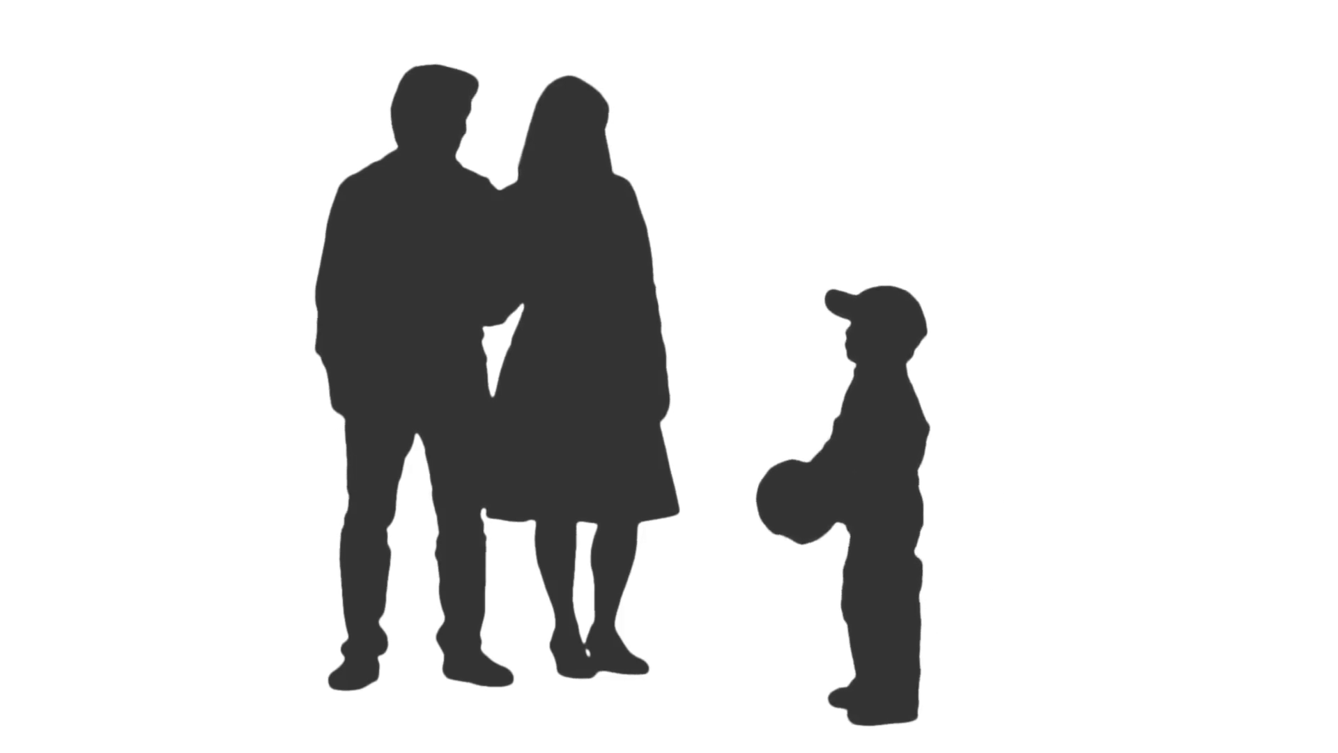 1920x1080 Silhouette Of A Little Boy And His Parents Playing Ball. Full Hd