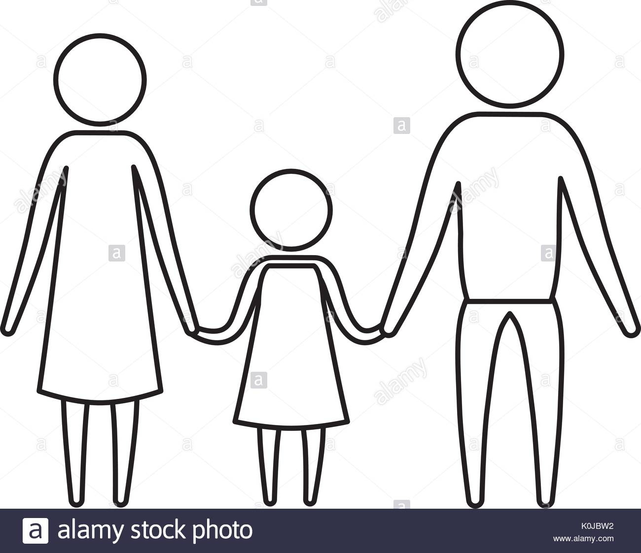 1300x1123 Sketch Silhouette Of Pictogram Parents With A Girl Holding Hands