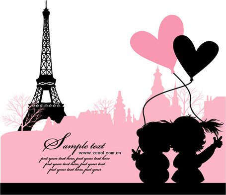 455x392 Love In Paris, France, Vector