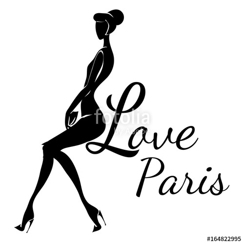 500x500 Black And White Retro Fashion Woman Model Silhouette In Paris