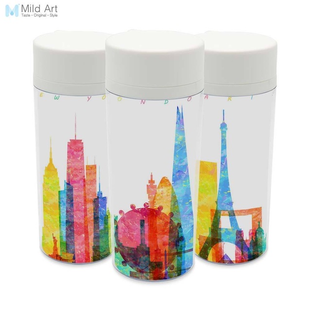 640x640 Personalized Modern Watercolor City Silhouette Bpa Free Plastic