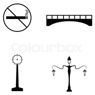 320x320 Park Icon Set. Trees, Forest And Bench Vector Icons Stock Vector