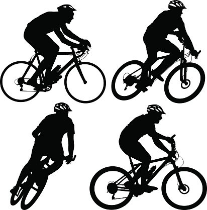 412x418 Set Silhouette Of A Cyclist Male And Vector Illustratio Stock