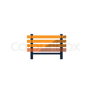 320x320 Wooden Outdoor Park Bench Vector Cartoon Illustration Isolated
