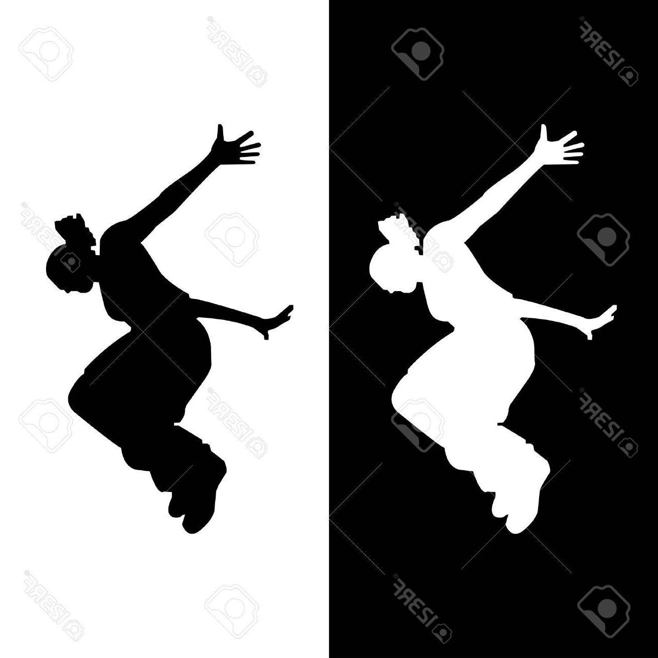 1300x1300 Unique Vector Silhouette Of Woman Who Does Parkour In City