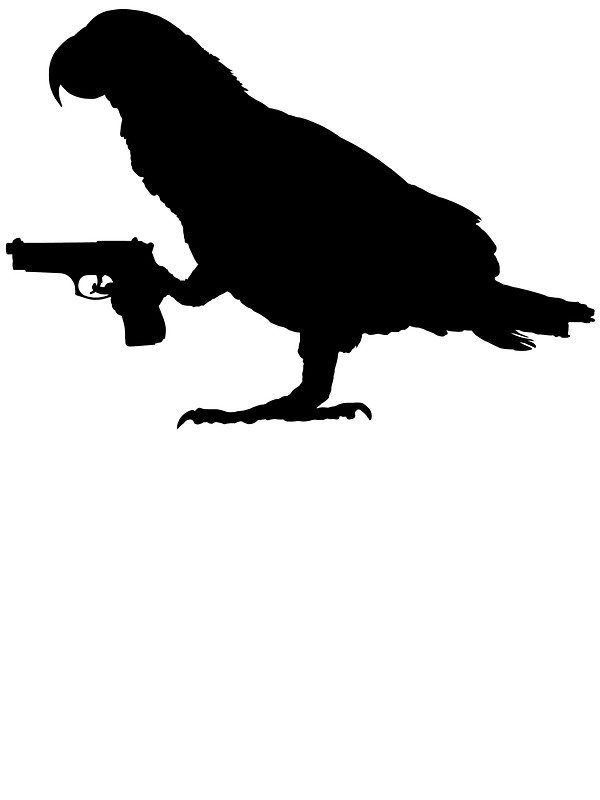 600x800 African Grey Parrot Holding A Gun Stickers By Vectorview Redbubble