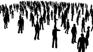 320x180 4k The Crowd Of Stand People, All In Silhouette, On A White