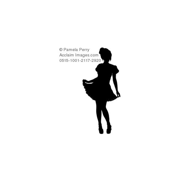 600x600 Clip Art Illustration Of A Party Girl Silhouette