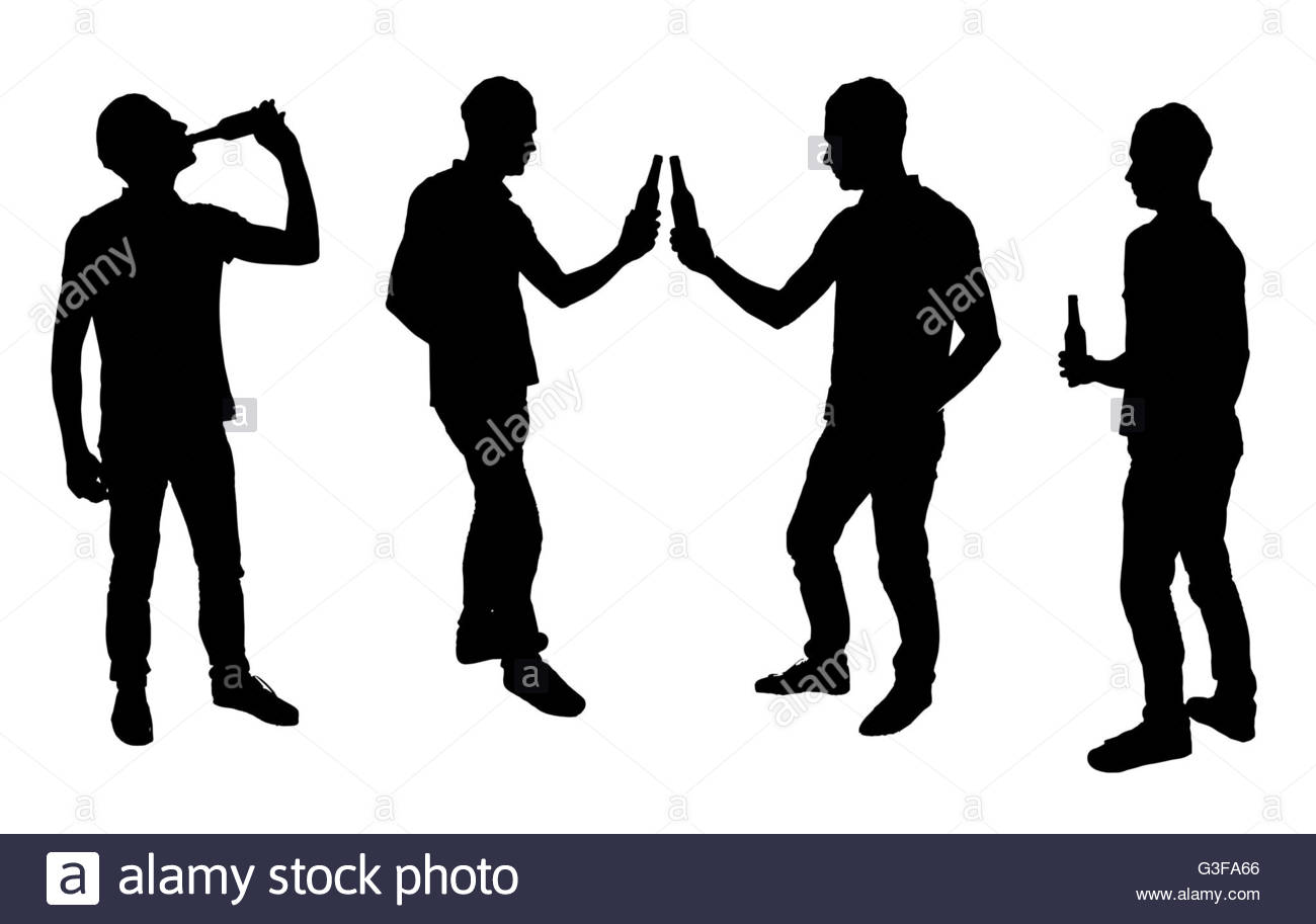 1300x913 Four Party People With A Bottle Of Beer On A White Background