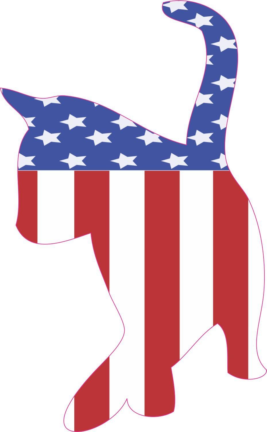 930x1503 3in X 5in Red White Blue American Patriotic Cat Silhouette Bumper