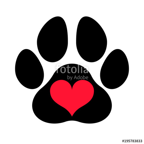 500x500 Black Silhouette Of A Paw Print With A Heart Symbol Inside