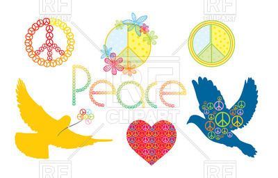400x256 Pacifism (Peace) Symbols And Dove Silhouette Royalty Free Vector