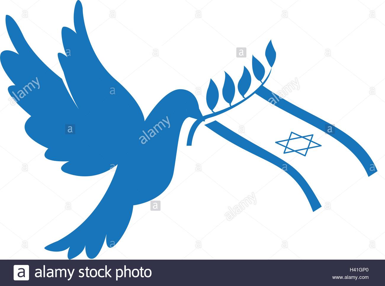 1300x965 Isolated Silhouette Of A Pigeon With A Flag Of Israel, Peace