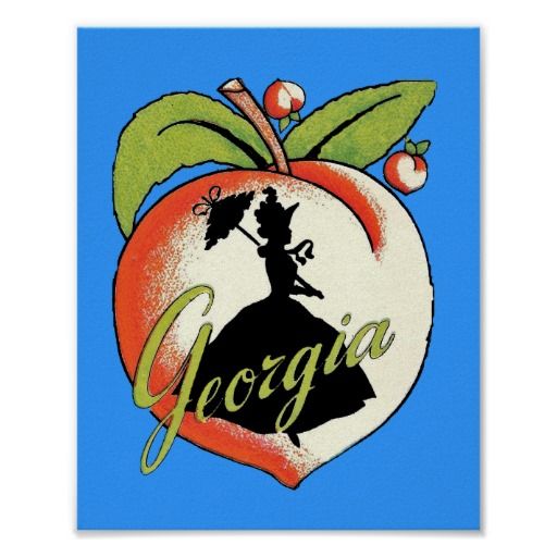 512x512 Vintage Georgia Peach Silhouette Southern Bell Print Stuff Sold