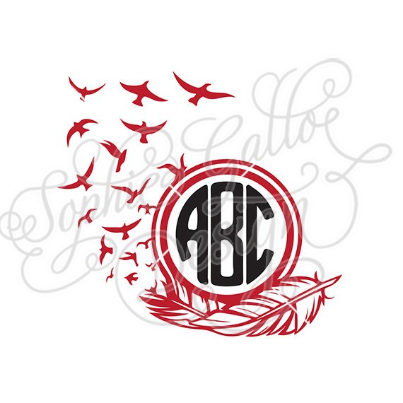 570x570 Free Bird Feather Monogram Frame Svg Amp Dxf File For Cricut