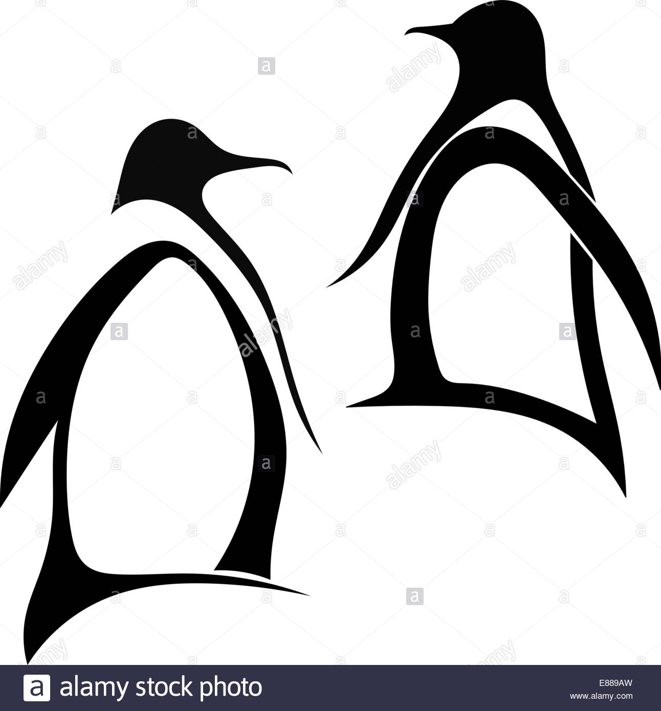 1292x1390 Two Silhouette Of Penguin Stock Vector Art Amp Illustration, Vector