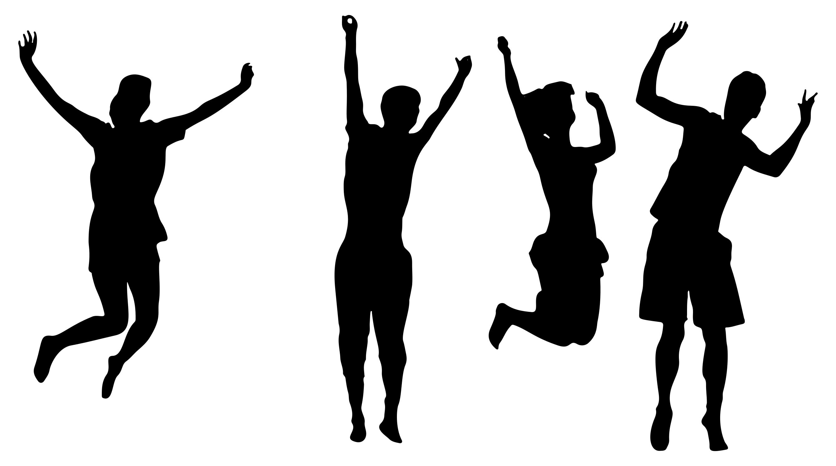 2677x1493 Four Jumping For Joy Silhouette Clipart