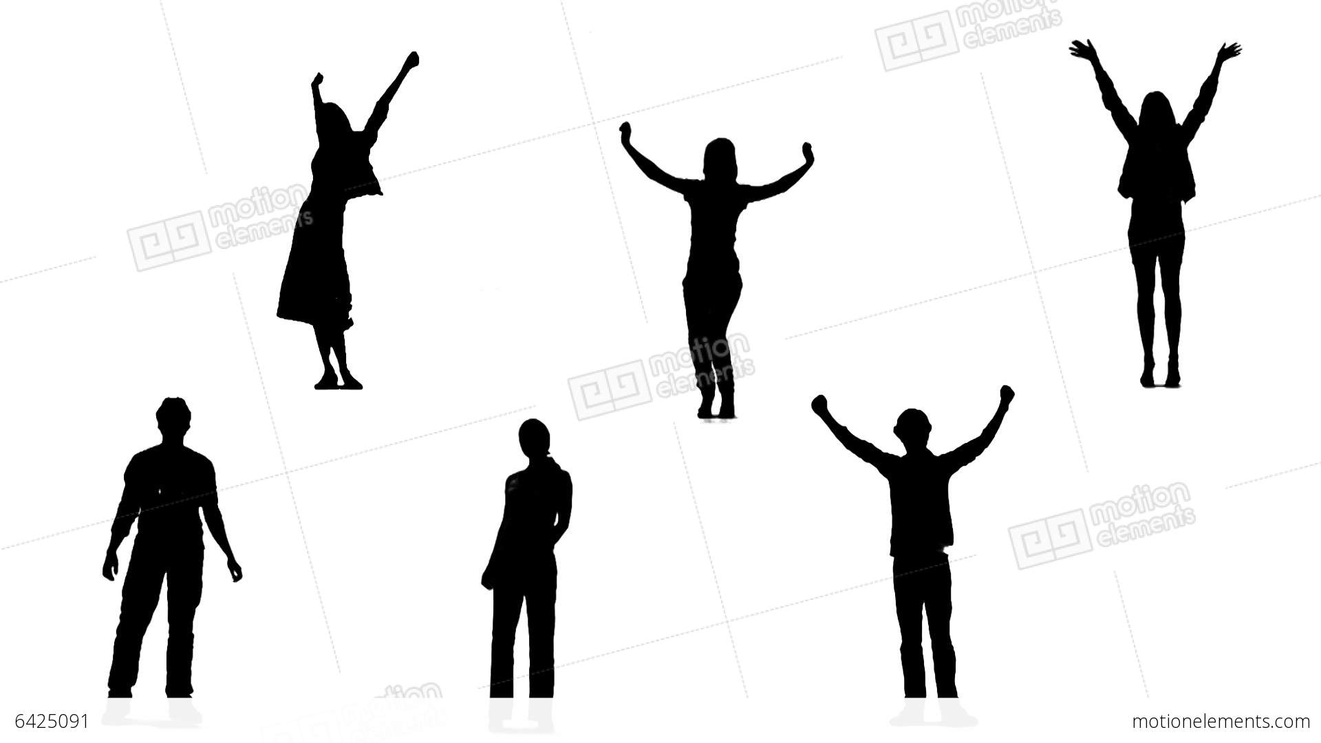 1920x1080 Silhouettes Of Young People Who Raise Arms Up 1 Stock Animation