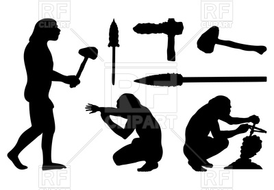400x277 Silhouettes Of Ancient People And Tools Royalty Free Vector Clip