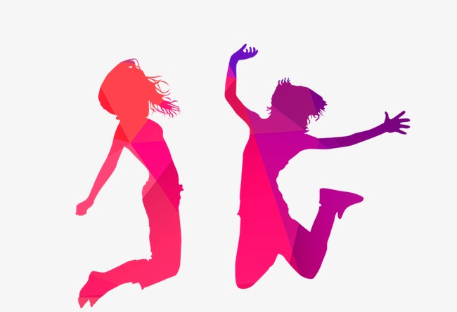 650x445 Jumping People, Silhouette Figures, Multicolored Png Image