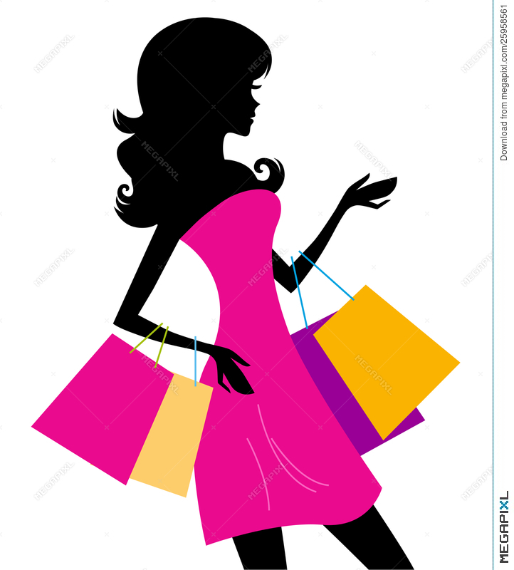 722x800 Woman Shopping Silhouette Isolated On White Illustration 25958561