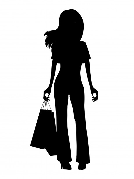 461x615 Girl Shopping Black Silhouette Scherenschnitt