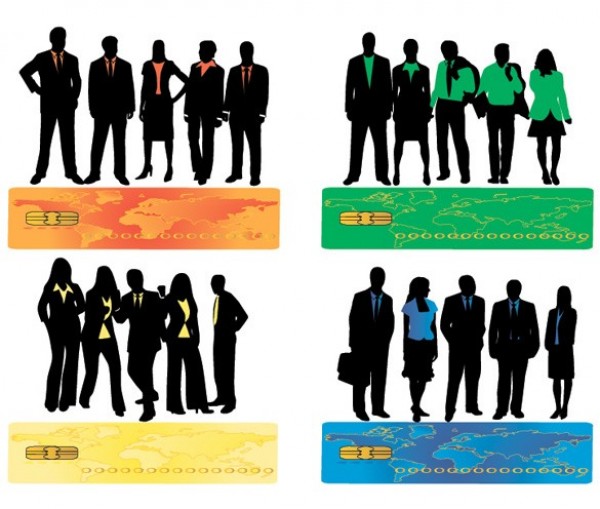 600x509 8 Business People Silhouette Vector Set