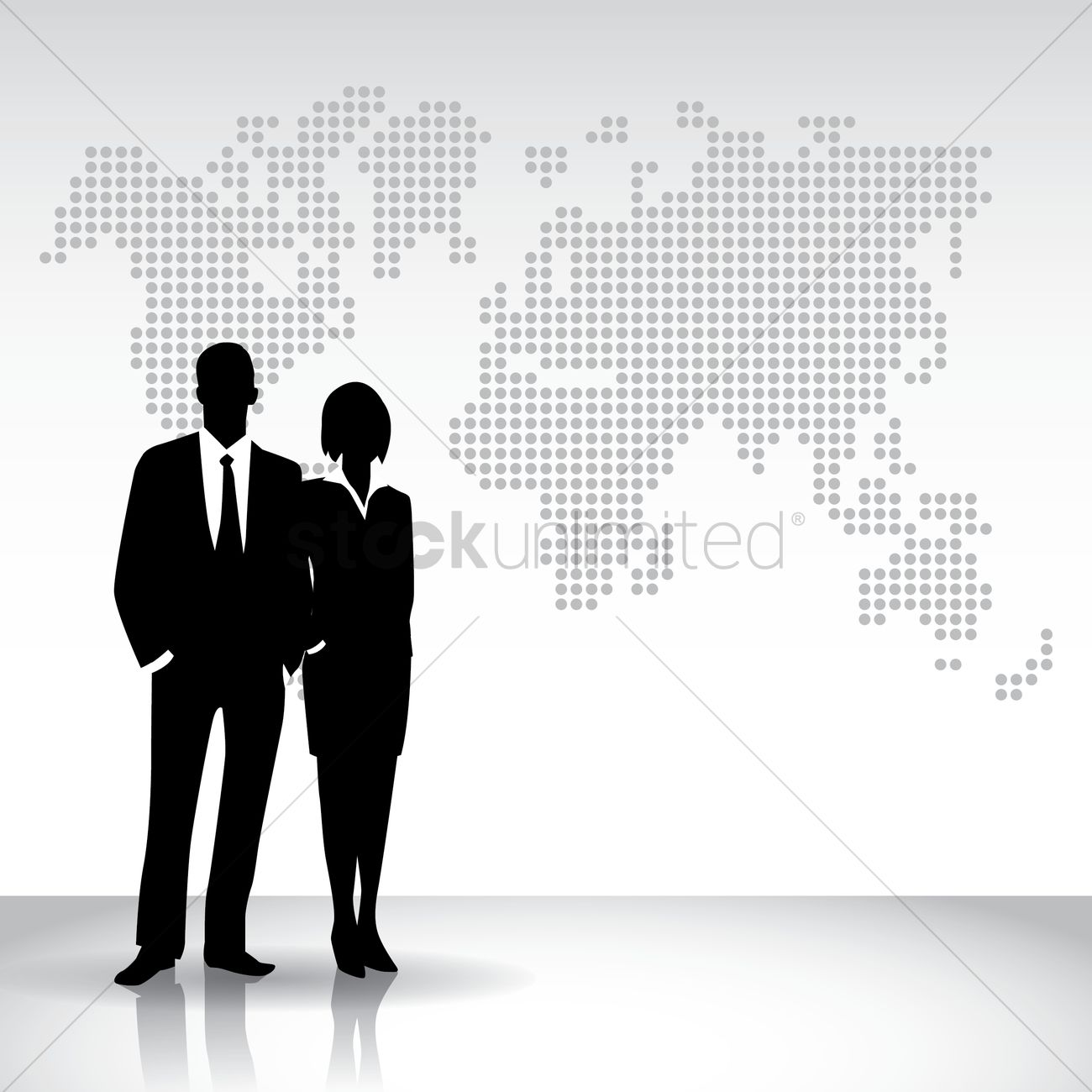 1300x1300 Business People Silhouette Against World Map Vector Image