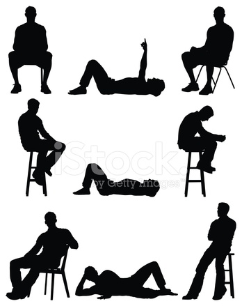 348x439 Silhouette Of People In Different Poses Stock Vector