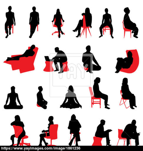 486x512 Sitting People Silhouettes Vector