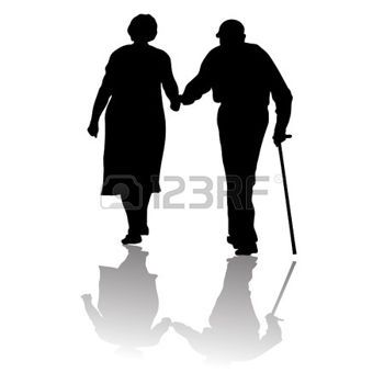 350x350 People Silhouette Of An Old Couple Keeping For Hands Paintings