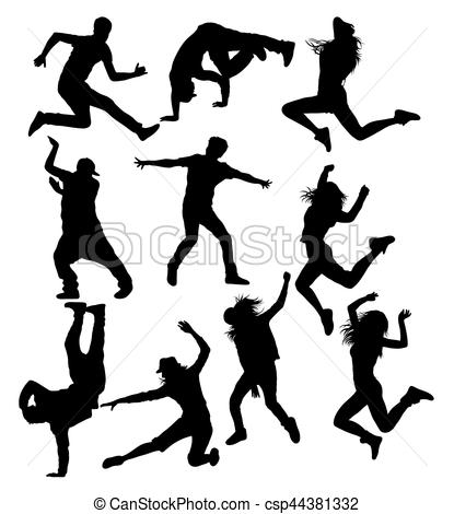 415x470 Hip Hop Street Dancing Silhouettes, Art Vector Design Vectors