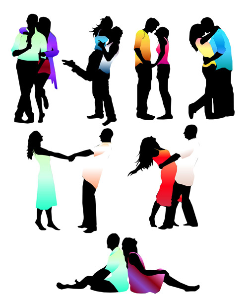 500x618 Romantic Lovers Silhouette Vector Free Vector 4vector