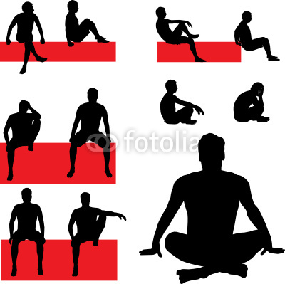 400x399 People Sitting Silhouette Vector