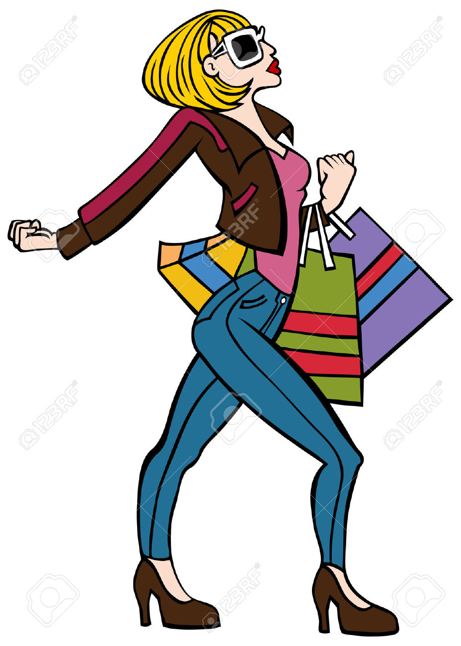 928x1300 Black Silhouette Woman Purple Shopping Bag Clipart Walking Collection
