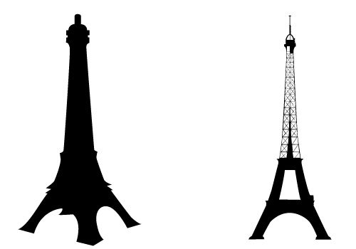 500x350 Free Eiffel Tower Silhouette Vector Illustration In Two Black