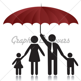 325x325 Silhouettes Of Family Under Umbrella Cover Gl Stock Images