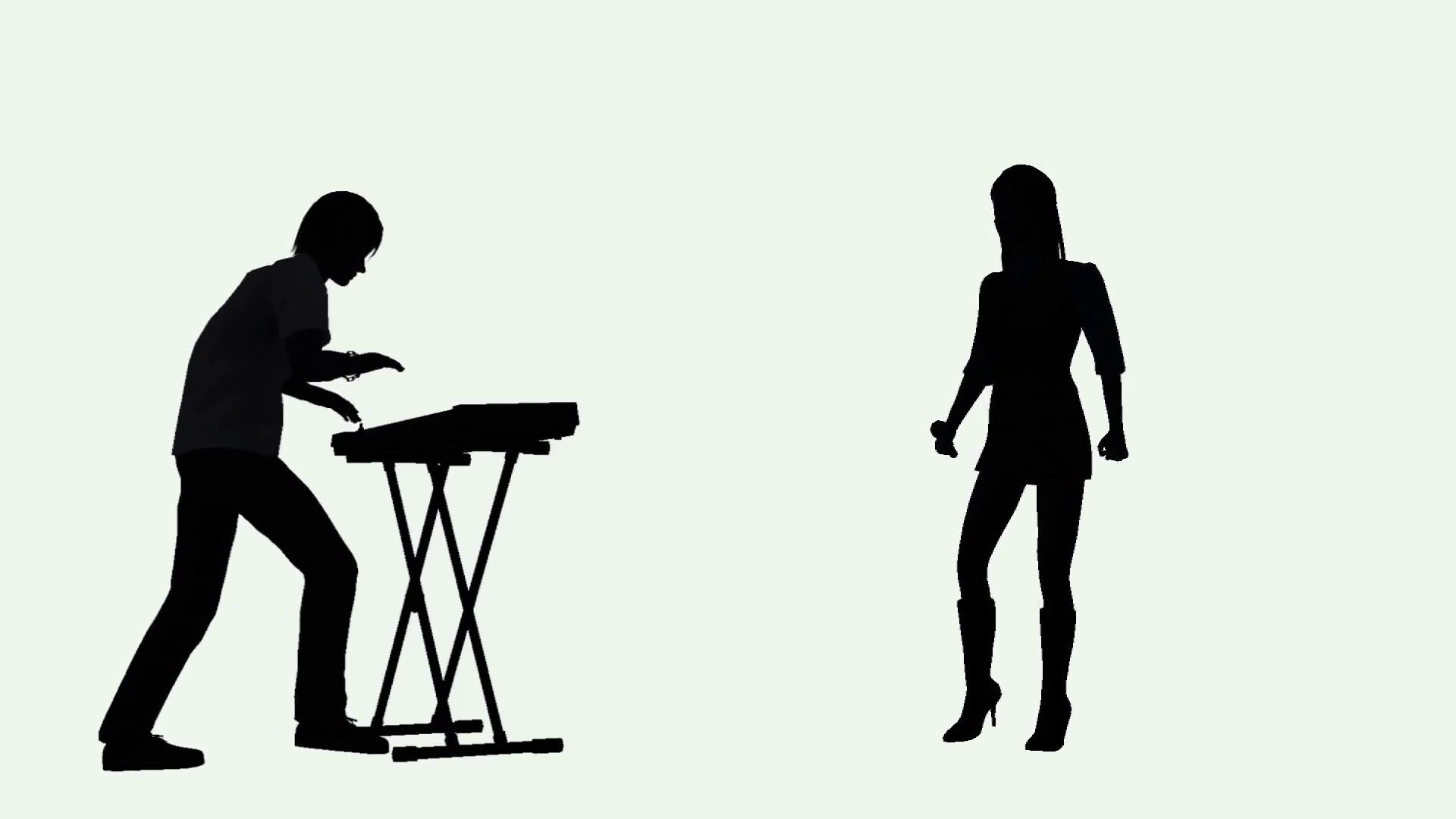 1920x1080 Keyboard Player And Female Singer Silhouettes Performing Motion